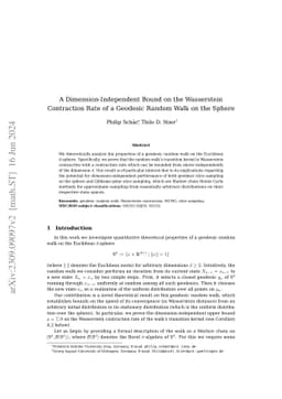 A Dimension-Independent Bound on the Wasserstein Contraction Rate of a
  Geodesic Random Walk on the Sphere