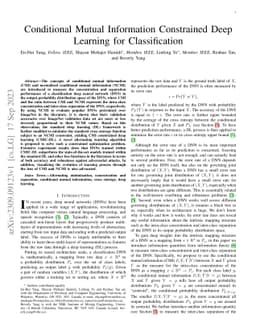 Conditional Mutual Information Constrained Deep Learning for
  Classification