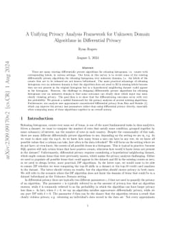 A Unifying Privacy Analysis Framework for Unknown Domain Algorithms in
  Differential Privacy