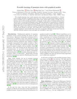 Provable learning of quantum states with graphical models