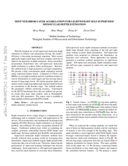 Deep Neighbor Layer Aggregation for Lightweight Self-Supervised
  Monocular Depth Estimation