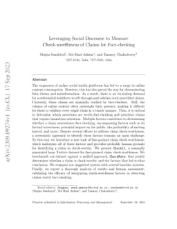 Leveraging Social Discourse to Measure Check-worthiness of Claims for
  Fact-checking