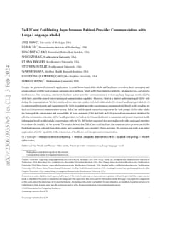 Talk2Care: Facilitating Asynchronous Patient-Provider Communication with
  Large-Language-Model
