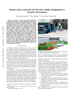 Reactive Base Control for On-The-Move Mobile Manipulation in Dynamic
  Environments