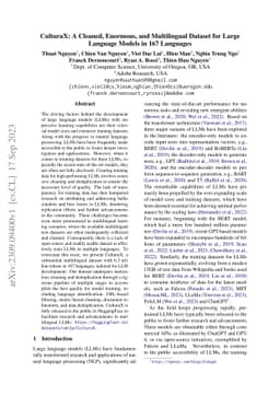 CulturaX: A Cleaned, Enormous, and Multilingual Dataset for Large
  Language Models in 167 Languages