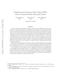 Exploring and Learning in Sparse Linear MDPs without Computationally
  Intractable Oracles