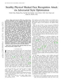 Stealthy Physical Masked Face Recognition Attack via Adversarial Style
  Optimization
