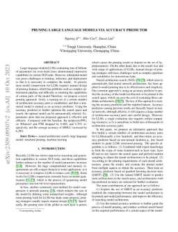 Pruning Large Language Models via Accuracy Predictor