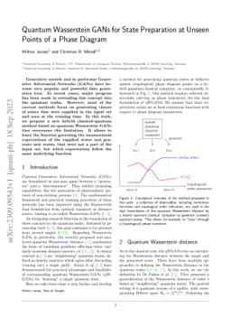 Quantum Wasserstein GANs for State Preparation at Unseen Points of a
  Phase Diagram