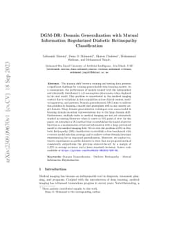 DGM-DR: Domain Generalization with Mutual Information Regularized
  Diabetic Retinopathy Classification