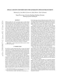 Single and Few-step Diffusion for Generative Speech Enhancement