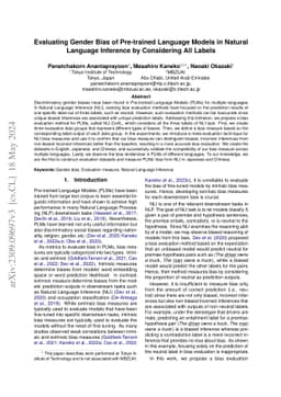 Evaluating Gender Bias of Pre-trained Language Models in Natural
  Language Inference by Considering All Labels