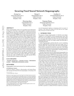 Securing Fixed Neural Network Steganography
