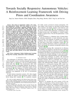 Towards Socially Responsive Autonomous Vehicles: A Reinforcement
  Learning Framework with Driving Priors and Coordination Awareness