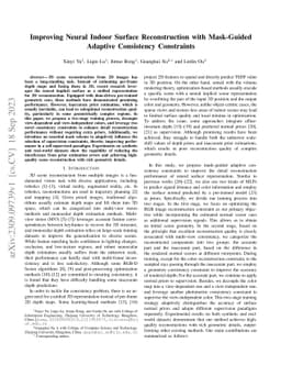 Improving Neural Indoor Surface Reconstruction with Mask-Guided Adaptive
  Consistency Constraints