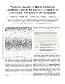 Watch the Speakers: A Hybrid Continuous Attribution Network for Emotion
  Recognition in Conversation With Emotion Disentanglement