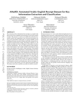AMuRD: Annotated Arabic-English Receipt Dataset for Key Information
  Extraction and Classification