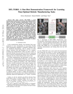 DFL-TORO: A One-Shot Demonstration Framework for Learning Time-Optimal
  Robotic Manufacturing Tasks