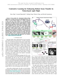 Contrastive Learning for Enhancing Robust Scene Transfer in Vision-based
  Agile Flight