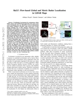 RaLF: Flow-based Global and Metric Radar Localization in LiDAR Maps