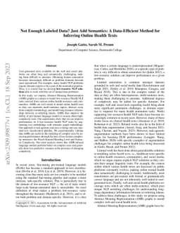 Not Enough Labeled Data? Just Add Semantics: A Data-Efficient Method for
  Inferring Online Health Texts