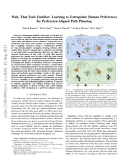 Wait, That Feels Familiar: Learning to Extrapolate Human Preferences for
  Preference Aligned Path Planning