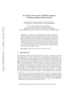 A Concise Overview of Safety Aspects in Human-Robot Interaction