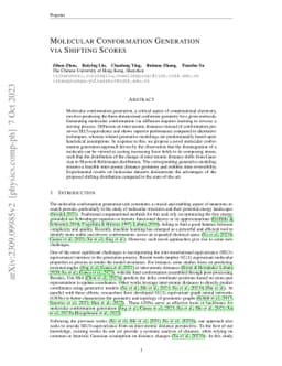 Molecular Conformation Generation via Shifting Scores