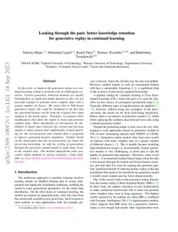 Looking through the past: better knowledge retention for generative
  replay in continual learning