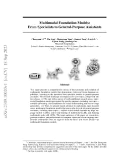 Multimodal Foundation Models: From Specialists to General-Purpose
  Assistants