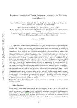 Bayesian longitudinal tensor response regression for modeling
  neuroplasticity