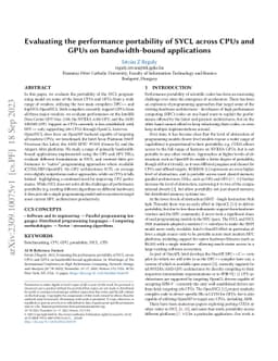 Evaluating the performance portability of SYCL across CPUs and GPUs on
  bandwidth-bound applications