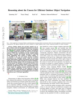 Reasoning about the Unseen for Efficient Outdoor Object Navigation
