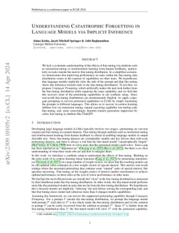 Understanding Catastrophic Forgetting in Language Models via Implicit
  Inference