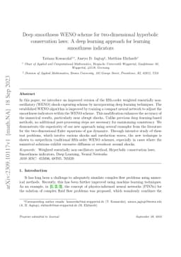 Deep smoothness WENO scheme for two-dimensional hyperbolic conservation
  laws: A deep learning approach for learning smoothness indicators