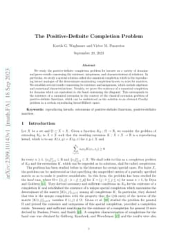 The Positive-Definite Completion Problem