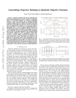 Generalizing Trajectory Retiming to Quadratic Objective Functions