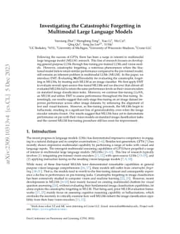 Investigating the Catastrophic Forgetting in Multimodal Large Language
  Models