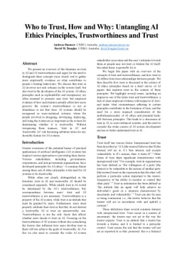 Who to Trust, How and Why: Untangling AI Ethics Principles,
  Trustworthiness and Trust