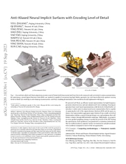 Anti-Aliased Neural Implicit Surfaces with Encoding Level of Detail