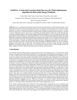 FedWOA: A Federated Learning Model that uses the Whale Optimization
  Algorithm for Renewable Energy Prediction