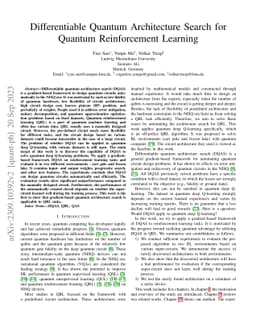Differentiable Quantum Architecture Search for Quantum Reinforcement
  Learning