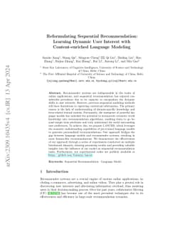Reformulating Sequential Recommendation: Learning Dynamic User Interest
  with Content-enriched Language Modeling
