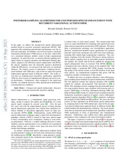 Posterior sampling algorithms for unsupervised speech enhancement with
  recurrent variational autoencoder