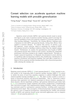 Coreset selection can accelerate quantum machine learning models with
  provable generalization