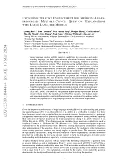 Exploring Iterative Enhancement for Improving Learnersourced Multiple-Choice Question Explanations with Large Language Models