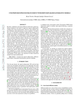 Unsupervised speech enhancement with diffusion-based generative models