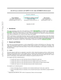 An Evaluation of GPT-4 on the ETHICS Dataset