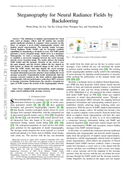Steganography for Neural Radiance Fields by Backdooring