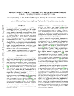 An Active Noise Control System Based on Soundfield Interpolation Using a
  Physics-informed Neural Network